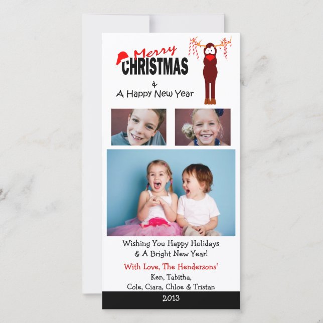 Zuckerstange-Weihnachtskarten des Ren-X4 Feiertagskarte (Vorderseite)