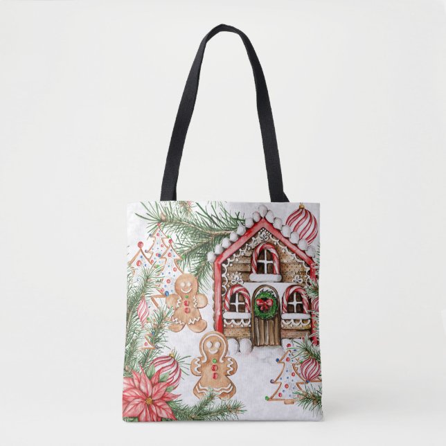 Zuckerstangehaus, Lebkuchenmann, Poinsettia Tasche (Vorderseite)