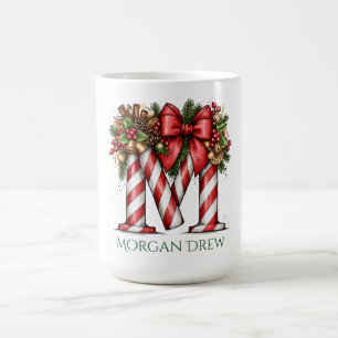 Zuckerstangen-Alphabet Buchstabe M 15 oz Weihnacht Kaffeetasse