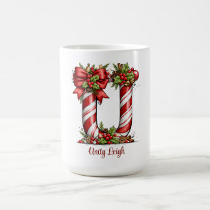 Zuckerstangen-Alphabet Buchstabe U 15 oz Weihnacht Kaffeetasse