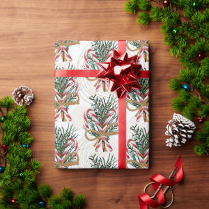 Zuckerstangen auf goldenen Kreisen Geschenkpapier