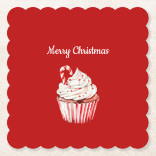 Zuckerstangen-Cupcake-Weihnachten Untersetzer
