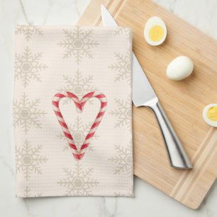 Zuckerstangen-Herz-Illustration Schneeflocken-Must Geschirrtuch