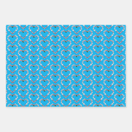 Zuckerstangen Herz Rentiere Geschenkpapier Set