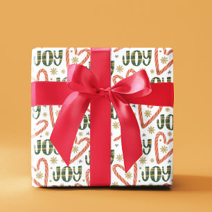 Zuckerstangen-Herzen und Schneeflocken Weihnachten Geschenkpapier