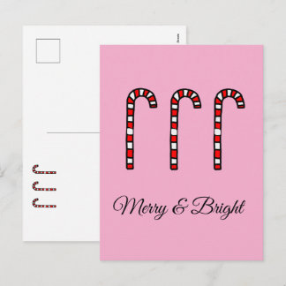 Zuckerstangen-Merry & Bright Feiertagspostkarte