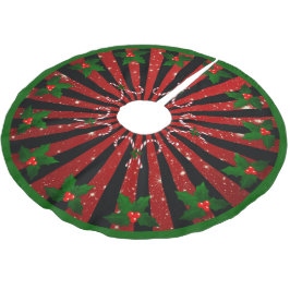Zuckerstangen Mistel Schneeflocken Rot Grün Polyester Weihnachtsbaumdecke