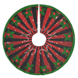 Zuckerstangen Mistel Schneeflocken Rot Grün Polyester Weihnachtsbaumdecke