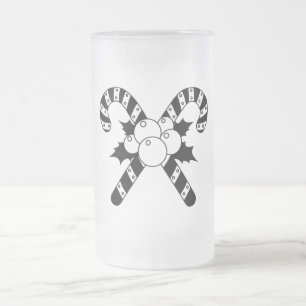 Zuckerstangen & Mistelzweig Schwarzes Frohe Weihna Mattglas Bierglas