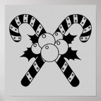 Zuckerstangen & Mistelzweig Schwarzes Frohes Weihn