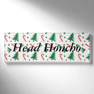 Zuckerstangen, Mistelzweig und Weihnachtsbäume Namenschild
