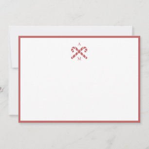 Zuckerstangen-Rot-Kundeninitial-Notizkarte Dankeskarte