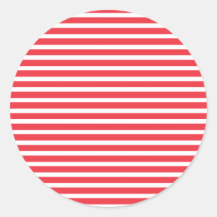 Zuckerstangen-Rot-Weiß-Einfach-Horizontal-Gestreif Runder Aufkleber