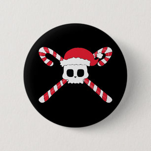 Zuckerstangen-Schädel-Weihnachtsmannhut Weihnachte Button