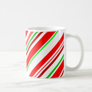 Zuckerstangen-Streifen diagonal Rot Grün Weiß Kaffeetasse