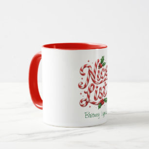 Zuckerstangen-Weihnachts-Nice-List Tasse