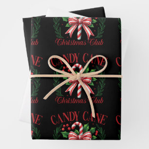 Zuckerstangen-Weihnachtsclub-Team passend zum Wint Geschenkpapier Set
