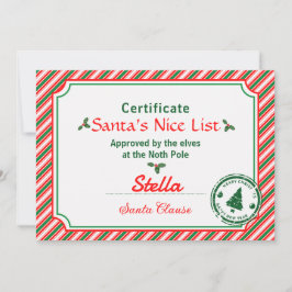 Zuckerstangen-Weihnachtsmann-Nette-Liste-Zertifika Einladung