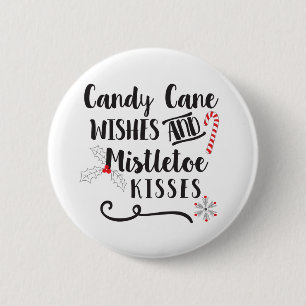 Zuckerstangen-Wünsche und Misteltoe-Küsse Button