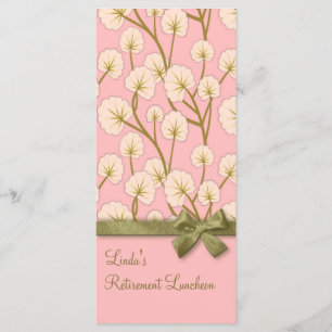 Zuckerwatte-Blumenstrauß-Ruhestands-Party-Programm Menükarte