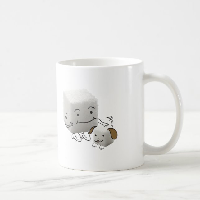 Zuckerwürfel-Tasse mit Zuckerwürfel-Hund Kaffeetasse (Rechts)