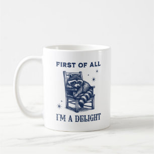 Zuerst bin ich ein erfreuliches Raccoon-Tierangebo Kaffeetasse