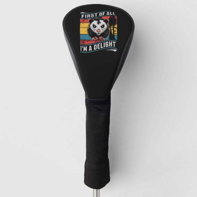 Zuerst bin ich ein erstaunlicher Funny Opossum Pos Golf Headcover (Vorderseite)