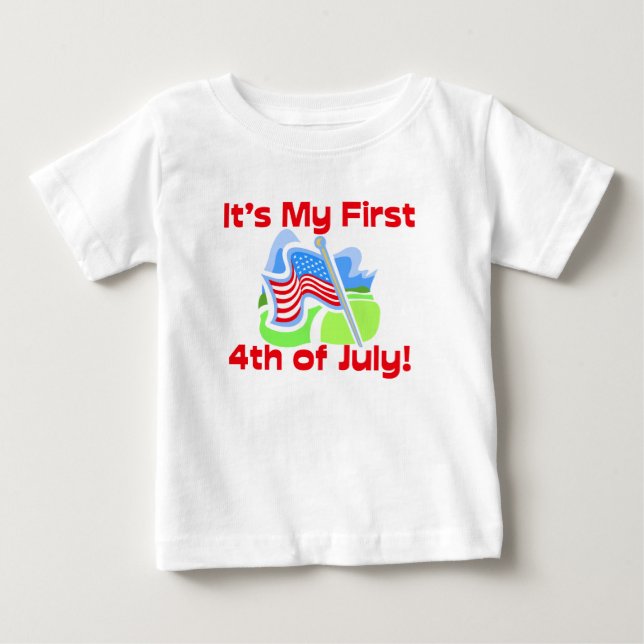 Zuerst Juli 4., niedlicher Baby-T - Shirt (Vorderseite)