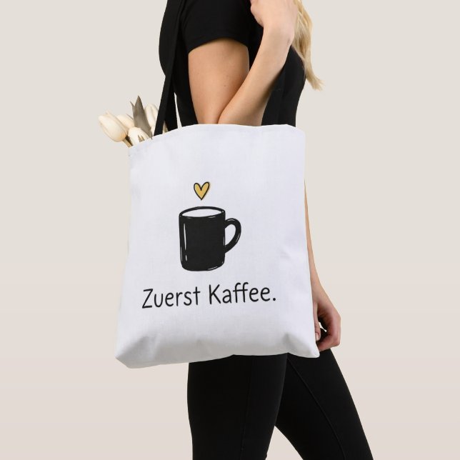 Zuerst Kaffee Black Mug Cute Heart Tasche (Von Nahem)
