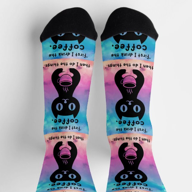 Zuerst trinke ich Kaffee, dann mache ich das Ding Socken (Oben)