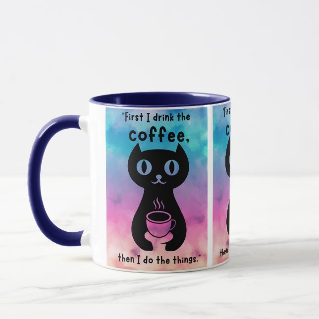 Zuerst trinke ich Kaffee, dann mache ich das Ding Tasse (Links)