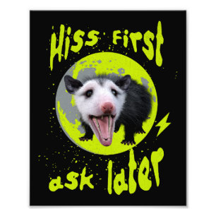 Zuerst zischen, dann fragen Lustiger Opossum-Humor Fotodruck
