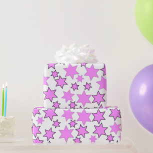 Zufällig verteilte hellrosa Sterne Geschenkpapier