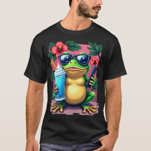 Zufällige A Ahh Frosch Energie Y2k Tropischer Retr T-Shirt