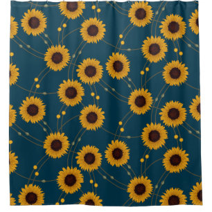 Zufällige Art Nouveau Sonnenblumen Retro-Blumen Ge Duschvorhang
