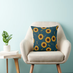 Zufällige Art Nouveau Sonnenblumen Retro-Blumen Ge Kissen