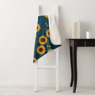 Zufällige Art Nouveau Sonnenblumen Retro-Blumen Ge Sherpadecke