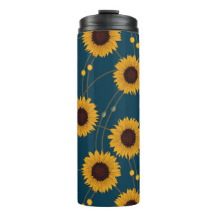 Zufällige Art Nouveau Sonnenblumen Retro-Blumen Ge Thermosbecher