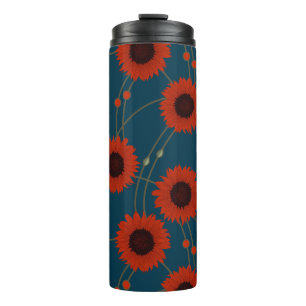 Zufällige Art Nouveau Sonnenblumen Retro-Blumen Ro Thermosbecher