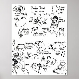 Zufällige Dinge, die ich über meinen Mops Liebe ha Poster