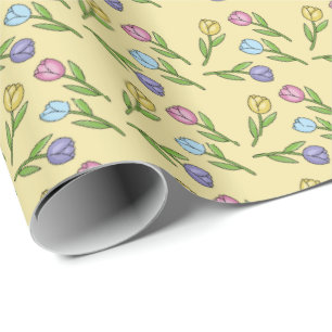 Zufällige Frühlingsblumen Tulpen Ostern  Geschenkpapier