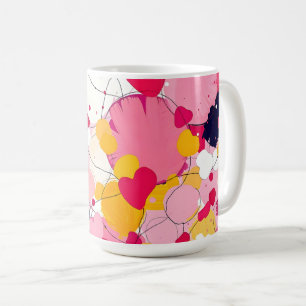 "Zufällige Liebesgedanken" - Farbige Abstraktion Kaffeetasse