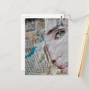 Zufällige Wörter abstrakt Mixed-Media-Collage Postkarte