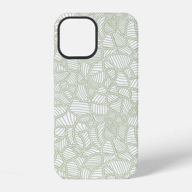 Zufälliges Blattmosaik Blassgrün iPhone 12 Hülle (Rückseite)