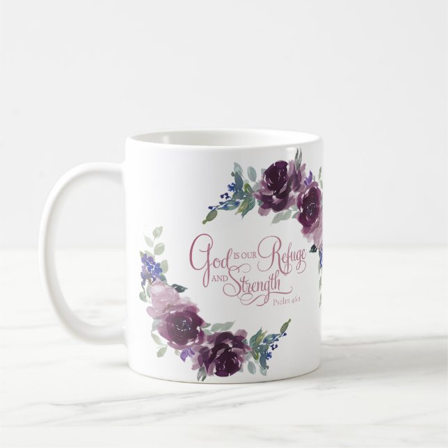 Zuflucht und lila Blüte Kaffeetasse (Links)