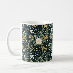 Zuflucht und Selbstliebe Spa Dunkelgrünes Floral Kaffeetasse