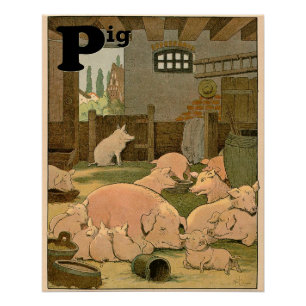 Zufrieden gestellte Schweine auf dem Poster