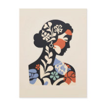 Zufriedene Inspirierte Postkarte - Frauenbild