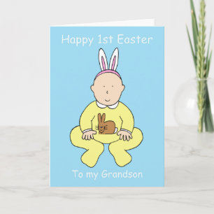 Zufriedene Ostern für meinen Enkel Feiertagskarte