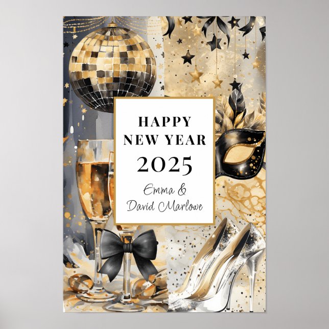 Zufriedenes neues Jahr 2025 Poster (Vorne)
